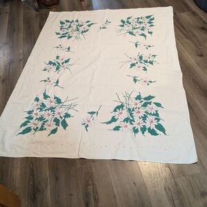 Simtex. Floral Print Tablecloth. Vintage. Cotton. Made In America.
